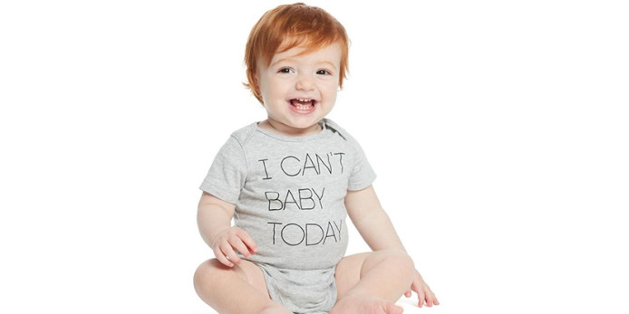 Jumping Beans graphic tees and rompers feature more neutral colors and cute sayings. 
