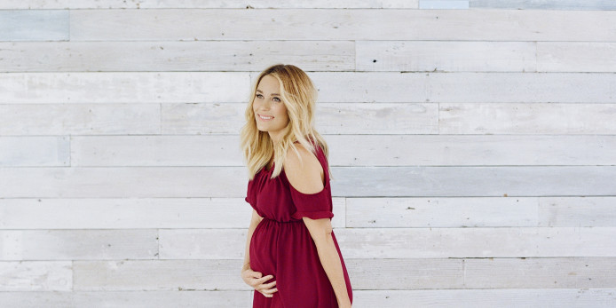 LC Lauren Conrad Maternity Cold-Shoulder Pleated Dress